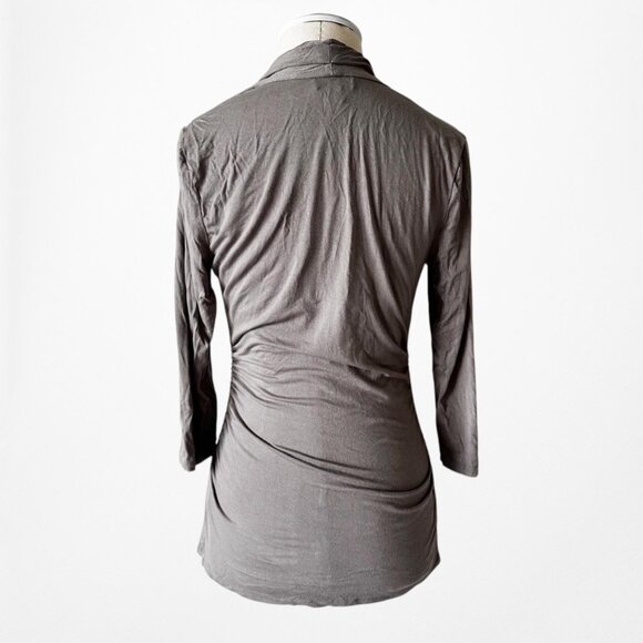 Vintage Y2K Vince Camuto Gray Knit 3/4 Sleeves Pullover V-Neck Top Size S/M - Picture 5 of 6